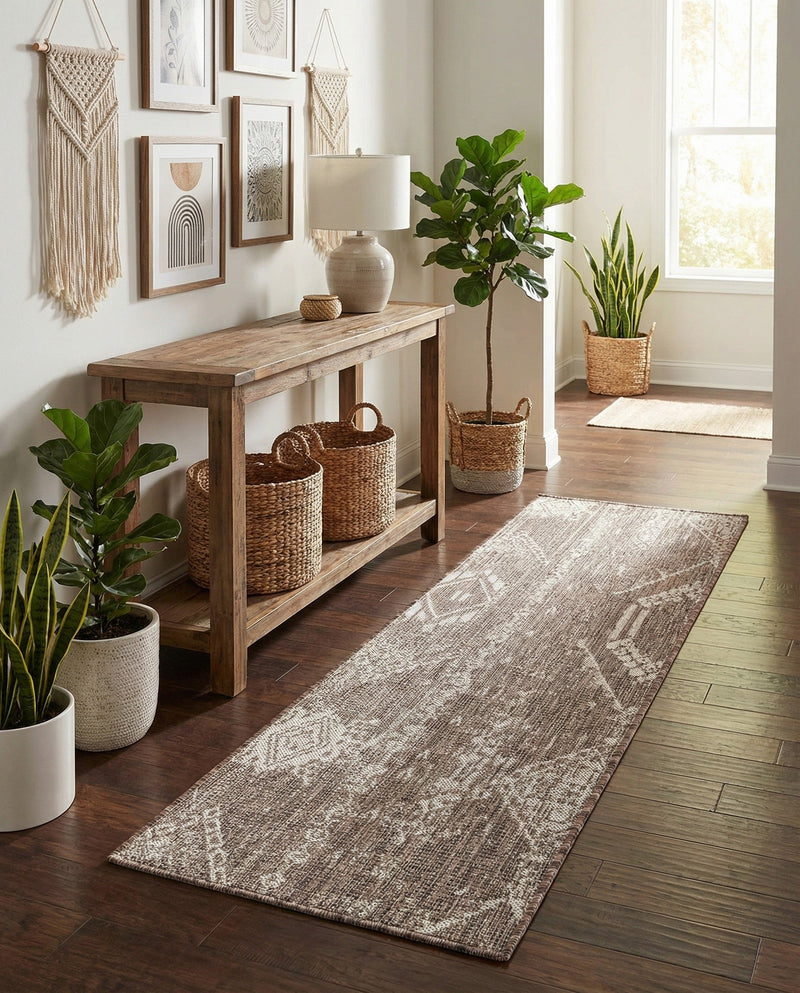 Desert Nomad Terrace Collection Area Rug - Sahara (Brown) Runner Brown  lifestyle 34