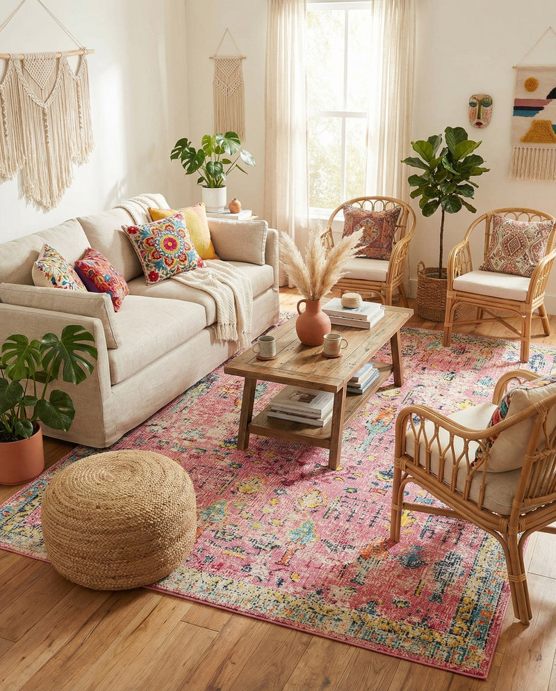 Sierra Collection Area Rug -  Shasta Rectangle Pink  lifestyle 11