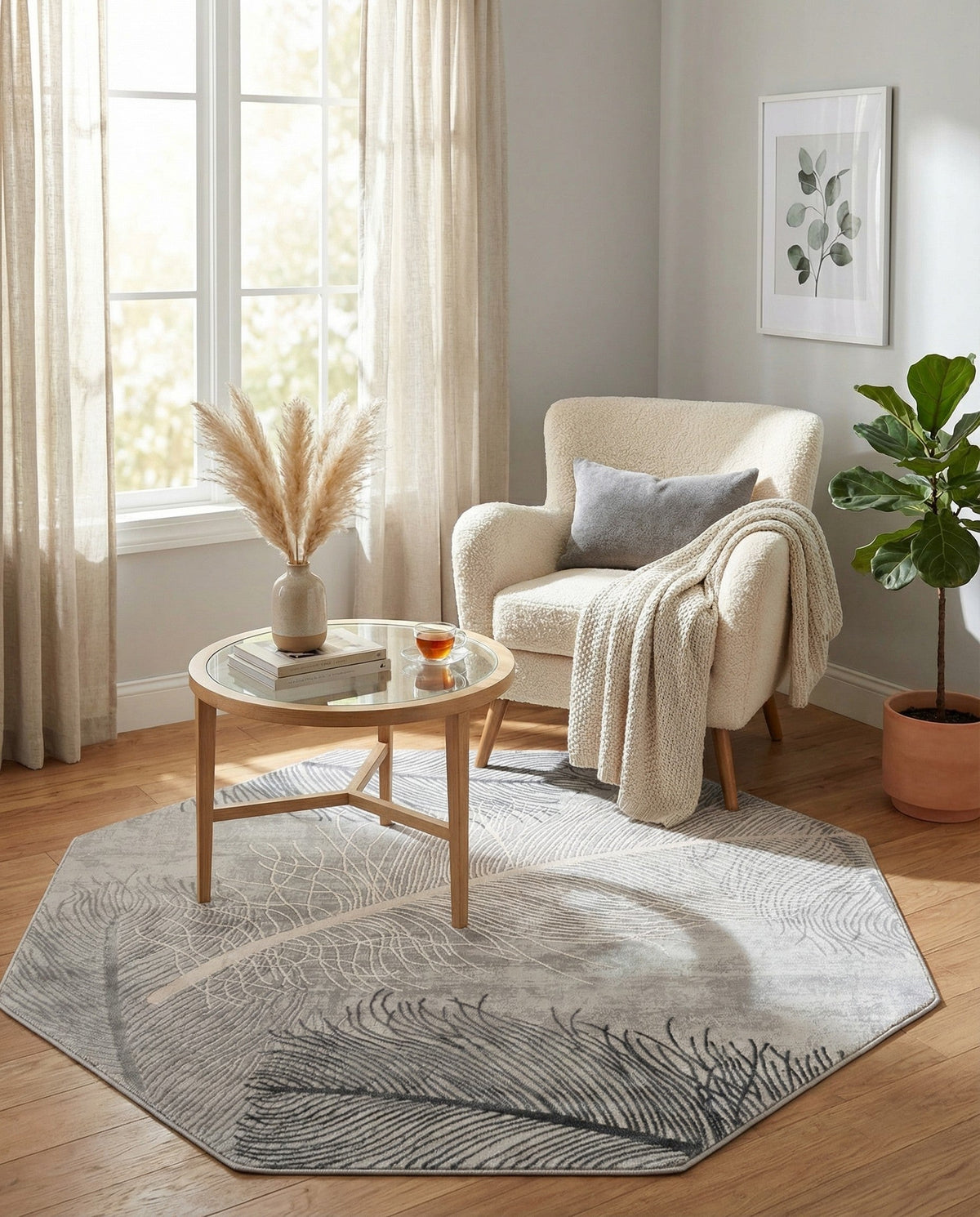 Bloomsbury Elegance Collection Area Rug -  Westminster Octagon Gray  lifestyle 75