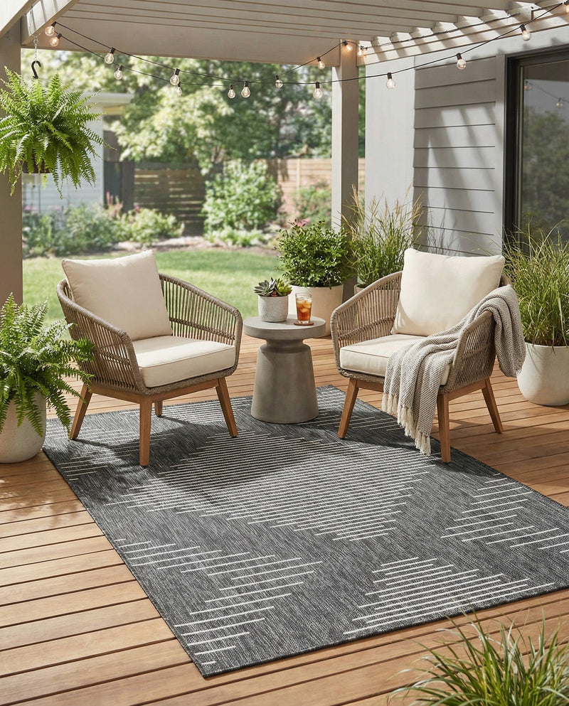 Urban Terrace Collection Area Rug -  Chelsea (Charcoal Gray) Rectangle Charcoal Gray  lifestyle 6