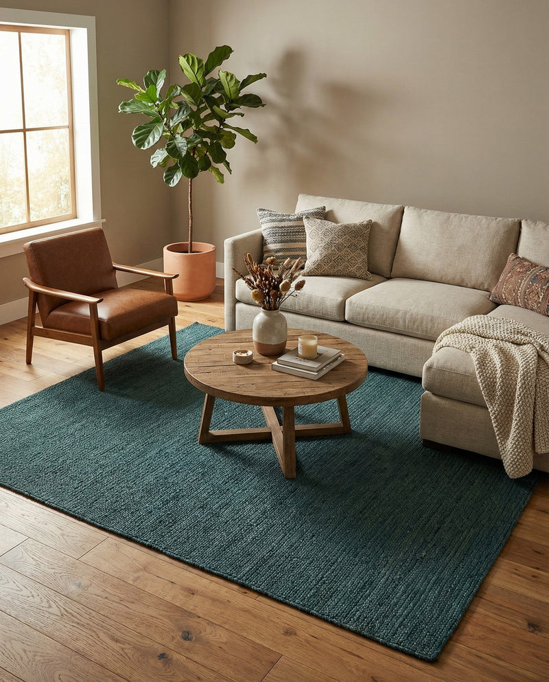 Woven Seaside Jute Collection Area Rug - Martha's Square Green  lifestyle 57