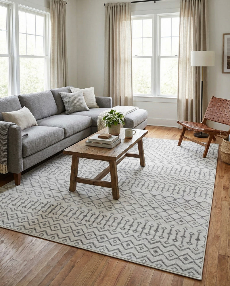 Marrakech Lattice Collection Area Rug - Medina (Ivory) Rectangle Ivory  lifestyle 10