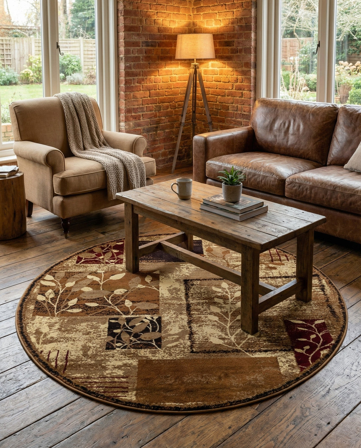 Bistro Lounge Collection Area Rug -  Affogato Round Beige  lifestyle 141