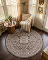 Tribal Terrace Treasures Collection Area Rug -  Incan Isle (Brown) Round Brown  lifestyle 27