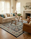 Persian Elegance Collection Area Rug -  Hamedan (Navy Blue) Square Navy Blue  lifestyle 65
