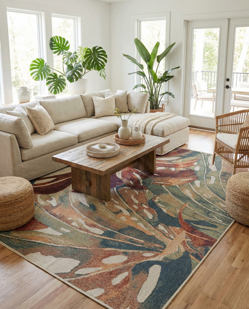 Coastal Terrace Collection Area Rug -  Wavecrest Rectangle Multi  lifestyle 15