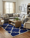 Lattice Gardens Collection Area Rug -  Espaliera Rectangle Navy Blue  lifestyle 15