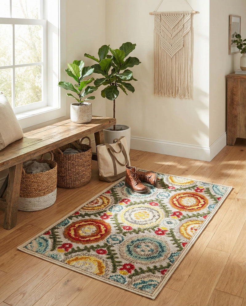 Outdoor Marrakesh Collection Area Rug -  Asilah Rectangle Ivory Beige  lifestyle 43