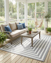 Sustainable Strands Indoor-Outdoor Oasis Collection Area Rug - Harborview Rectangle Gray and White  lifestyle 10