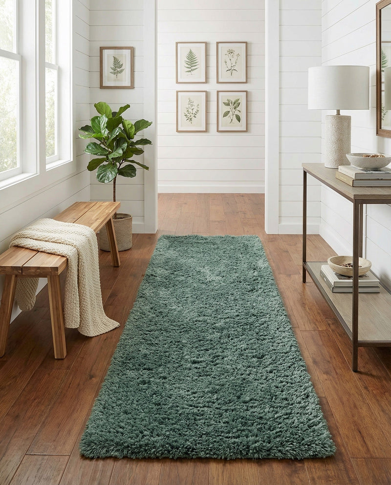 Eternal Plush Oasis Collection Area Rug -  Tranquility (Forest Green) Runner Forest Green  lifestyle 80