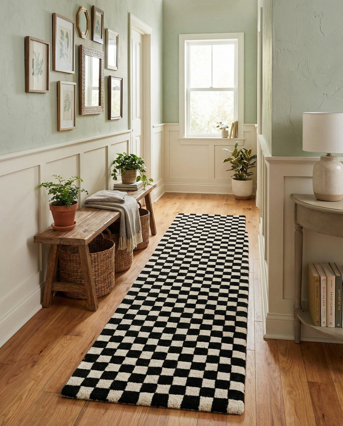 Shepherd's Glen Wool Collection Area Rug - Reykjavik Runner Black and White  lifestyle 92