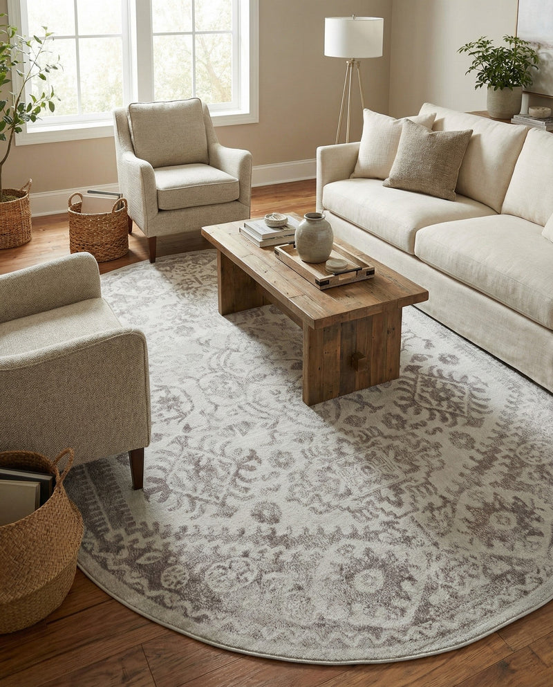Cambridge Classics Collection Area Rug -  Fitzwilliam (Cream) Oval Cream  lifestyle 55