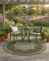 Patio Heritage Collection Area Rug -  Charleston (Green) Round Green  lifestyle 72