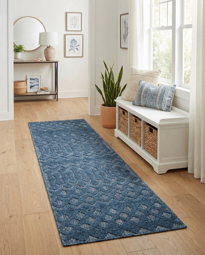 Garden Lattice Charm Collection Area Rug -  Pergola (Navy Blue) Runner Navy Blue  lifestyle 50