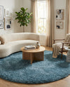 Eternal Plush Oasis Collection Area Rug -  Tranquility (Aegean Blue) Round Aegean Blue  lifestyle 40