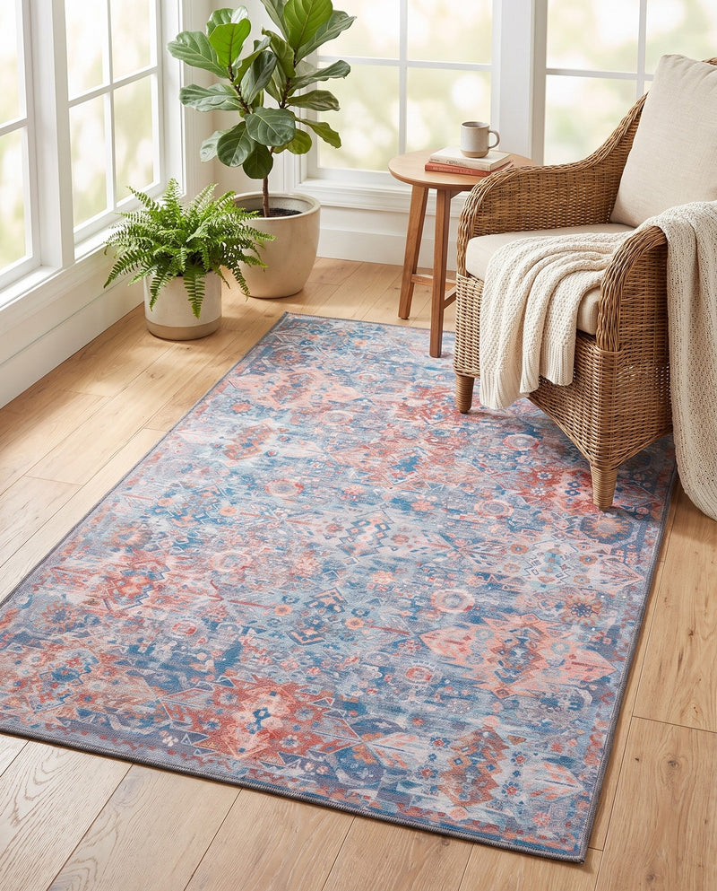 Heritage Elegance Collection Area Rug -  Potala Rectangle Blue  lifestyle 25