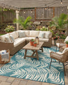 Seaside Blooms Collection Area Rug - Verdure (Teal) Rectangle Teal  lifestyle 17
