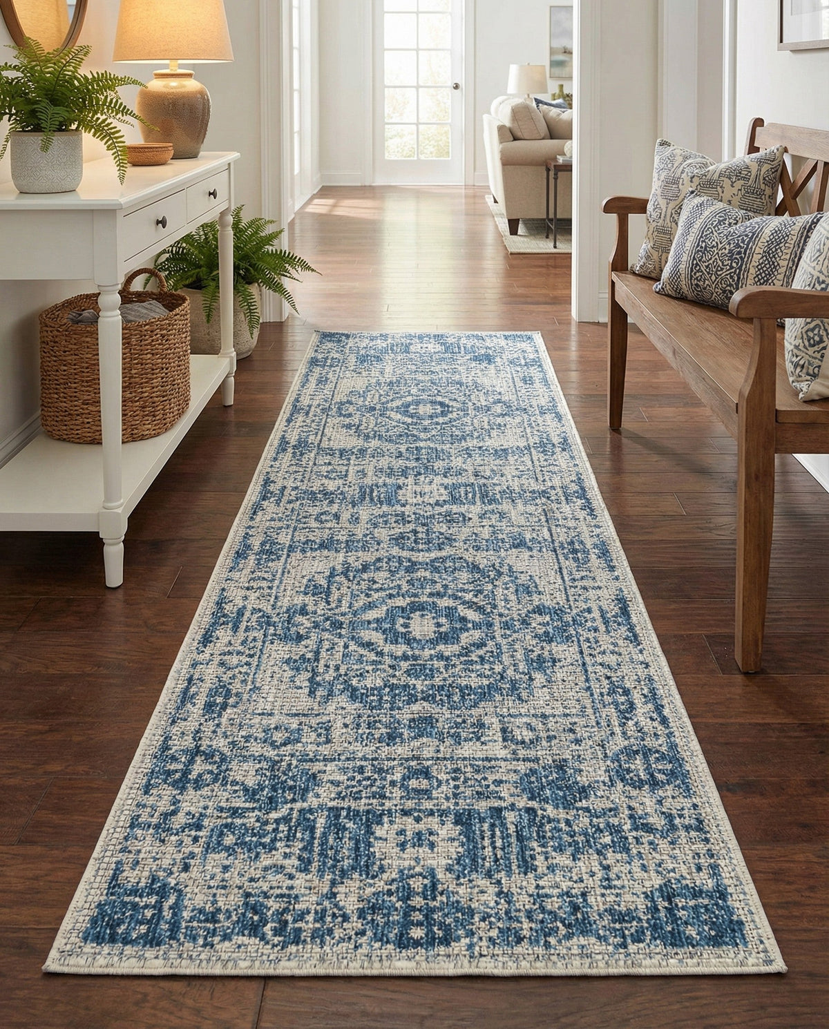 Patio Heritage Collection Area Rug - Savannah (Blue) Runner Blue  lifestyle 118