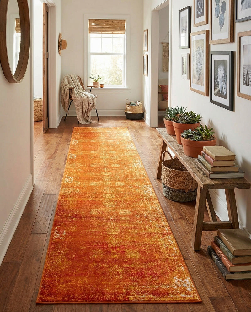 Riviera Elegance Collection Area Rug - Antibes (Orange) Runner Orange  lifestyle 39