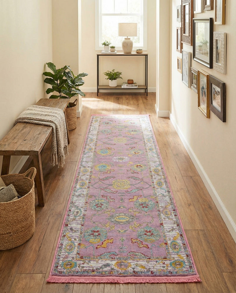 Arcadia Rugs Collection Area Rug - Eden (Pink) Runner Pink  lifestyle 70