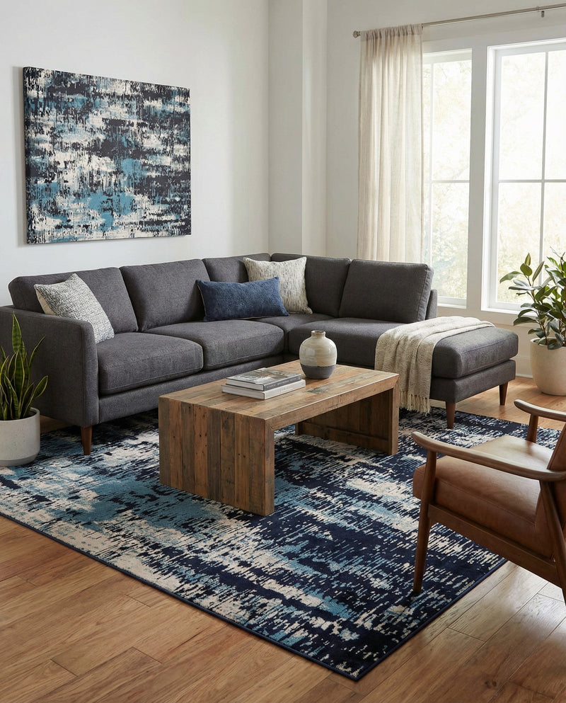 Coastal Haven Collection Area Rug -  Pelican Rectangle Navy Blue  lifestyle 18
