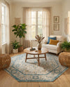 Seville Stripes Collection Area Rug - Cadiz (Light Gray) Octagon Light Gray  lifestyle 30