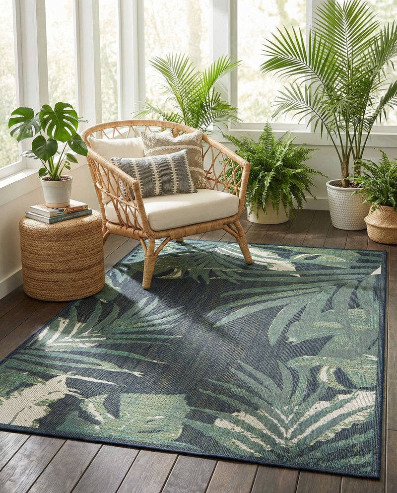 Coastal Terrace Collection Area Rug -  Anchor Rectangle Navy Blue  lifestyle 6