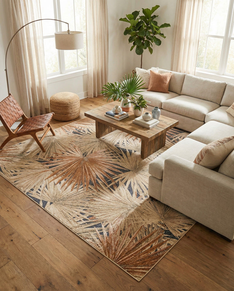 Seaside Blooms Collection Area Rug -  Avalon Rectangle Multi  lifestyle 17