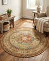 Patio Heritage Collection Area Rug -  Pergola Round Blue and Light Brown  lifestyle 80