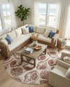Seaside Haven Rugs Collection Area Rug -  Lighthouse (Ivory Rust Red) Round Ivory Rust Red  lifestyle 31