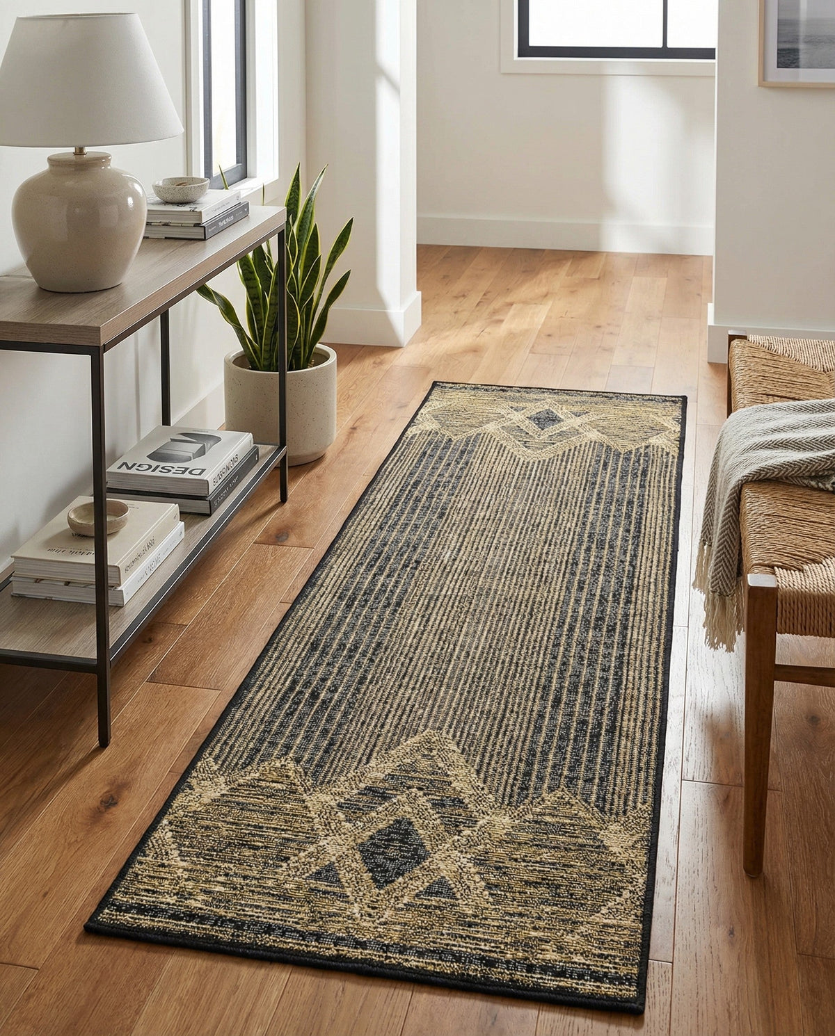 Urban Terrace Collection Area Rug -  Loft Runner Charcoal  lifestyle 81