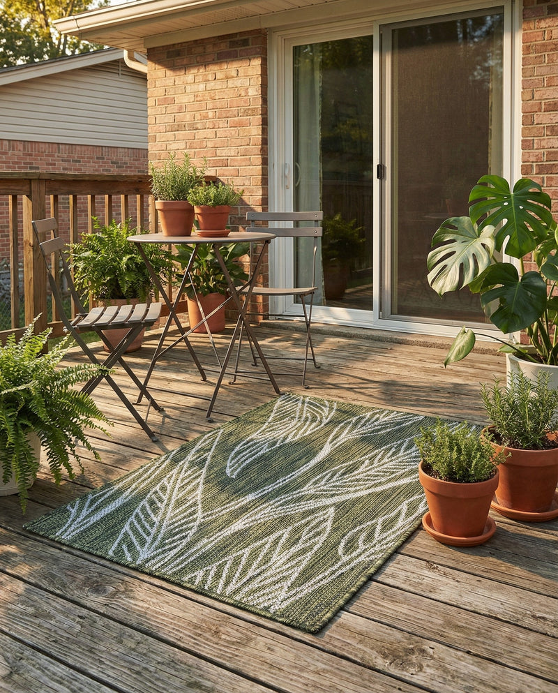 Seaside Blooms Collection Area Rug -  Evergreen (Green) Rectangle Green  lifestyle 22