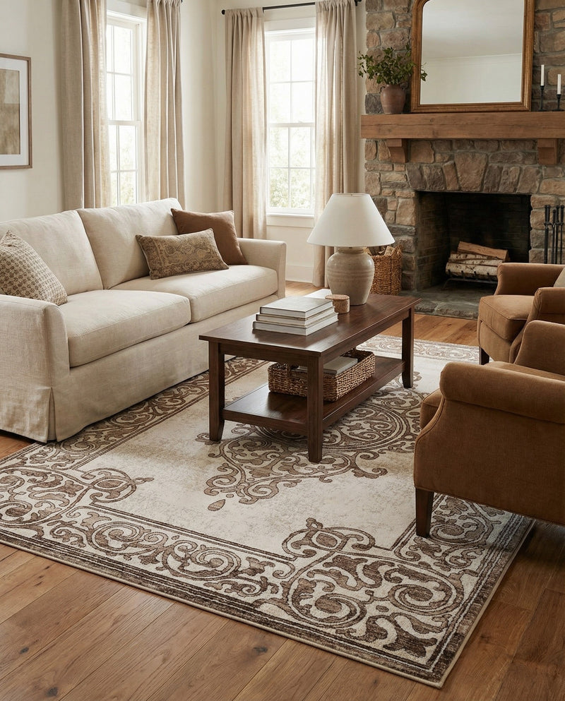 Sanctuary Retreat Collection Area Rug - Haven Rectangle Chocolate Brown  lifestyle 39