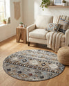 Desert Modern Eco Rug Series Collection Area Rug -  Sonora Round Khaki Gray  lifestyle 72