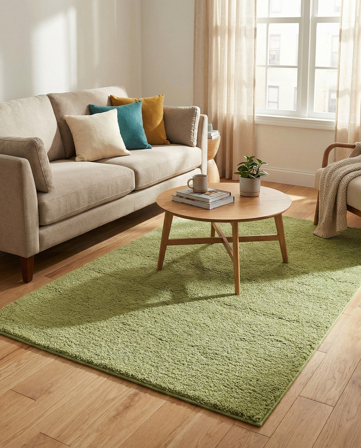 Solid Shag Seaside Collection Area Rug - Azure Cove (Light Green) Rectangle Light Green  lifestyle 10