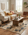 Benares Handwoven Jute Collection Area Rug -  Sarnath Rectangle Beige and Black  lifestyle 7