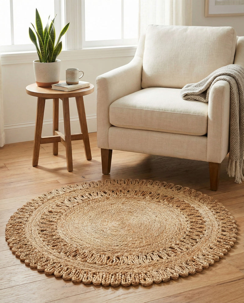 Woven Seaside Jute Collection Area Rug - Varadero Round Natural  lifestyle 24