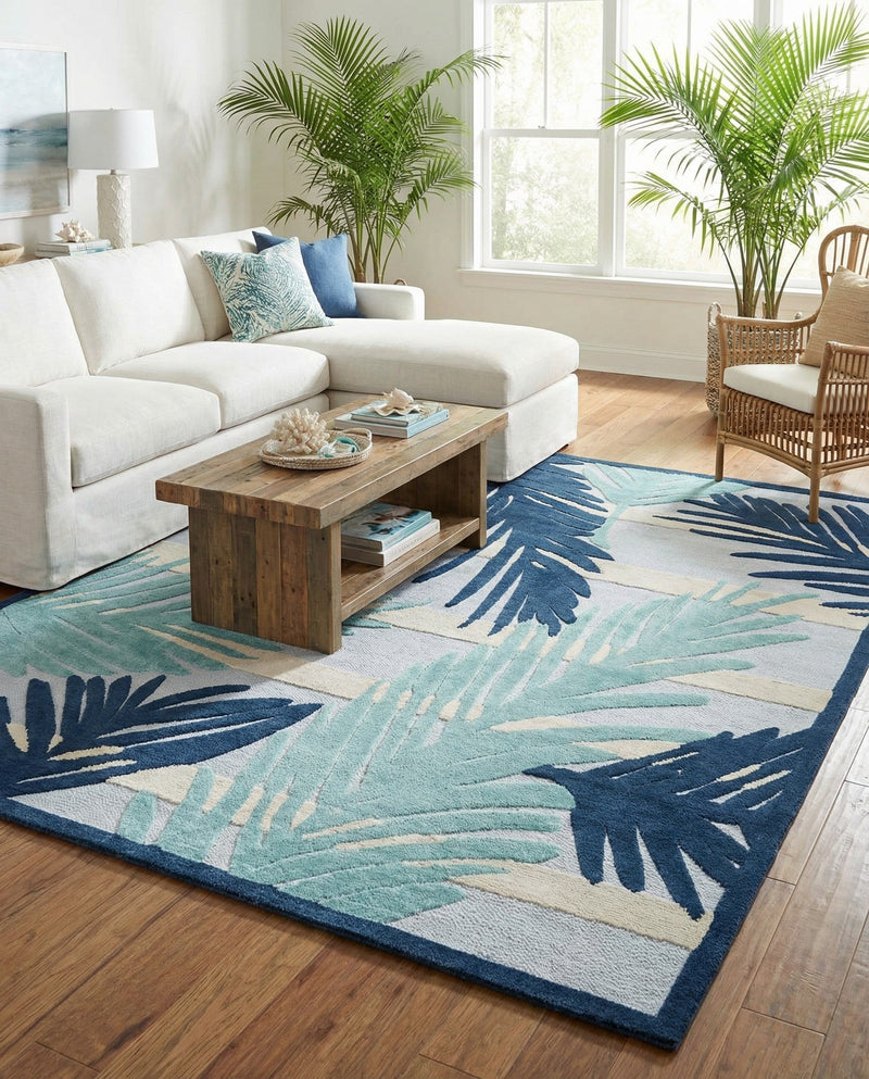 Bahama Breeze Outdoor Collection Area Rug -  CatCay Rectangle Gray Blue  lifestyle 21