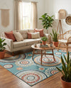 Seaside Blooms Collection Area Rug -  Eden Rectangle Light Blue  lifestyle 34