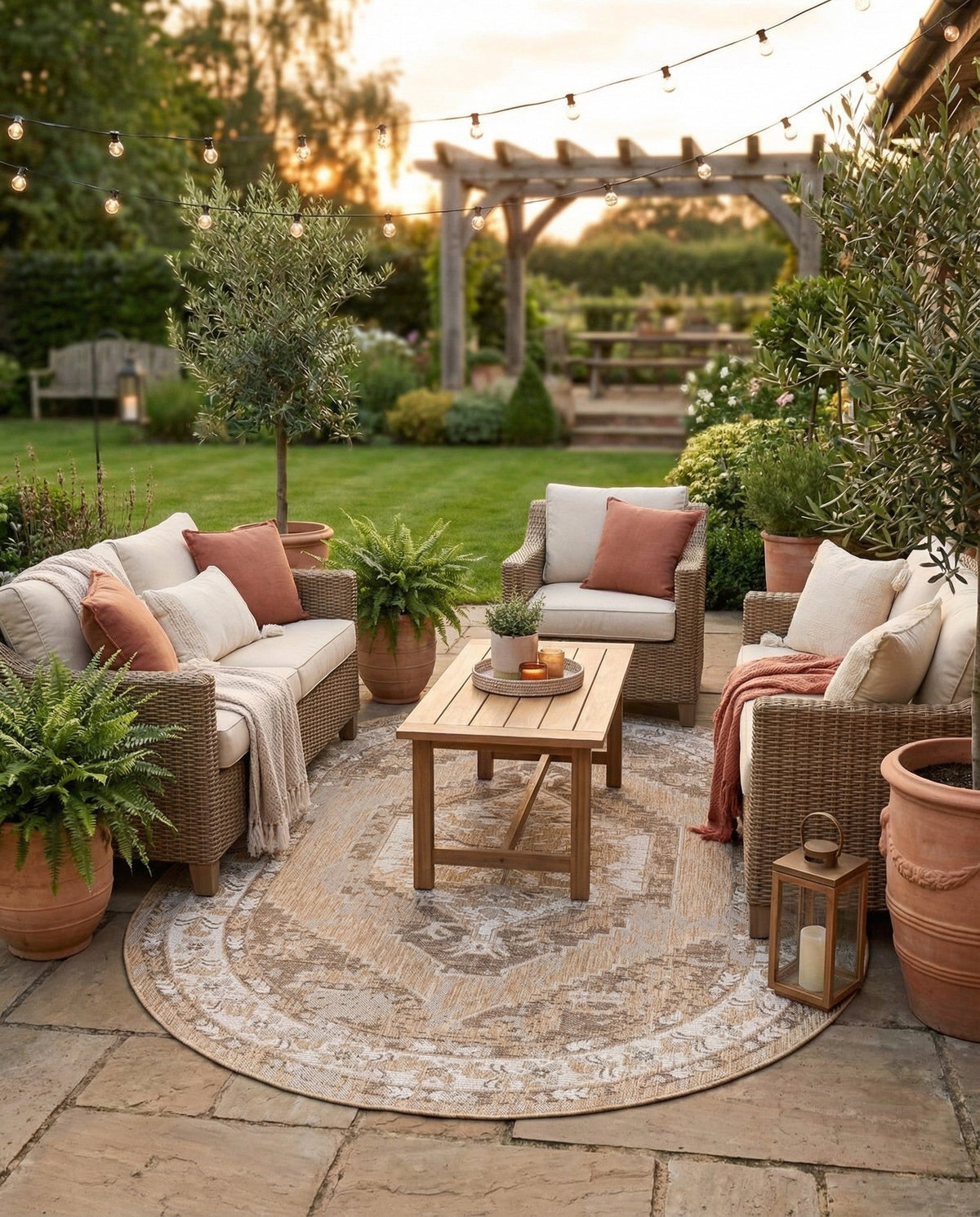 Patio Heritage Collection Area Rug -  Augusta (Natural) Oval Natural  lifestyle 88