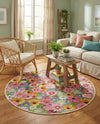 Seaside Blooms Collection Area Rug -  Marseilles Round Multi  lifestyle 80