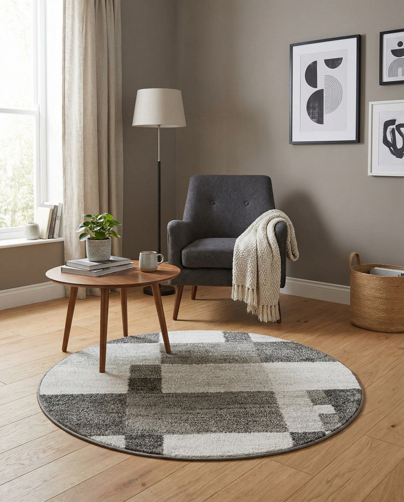 Autumn Meadow Collection Area Rug -  Sycamoreside (Gray) Round Gray  lifestyle 67