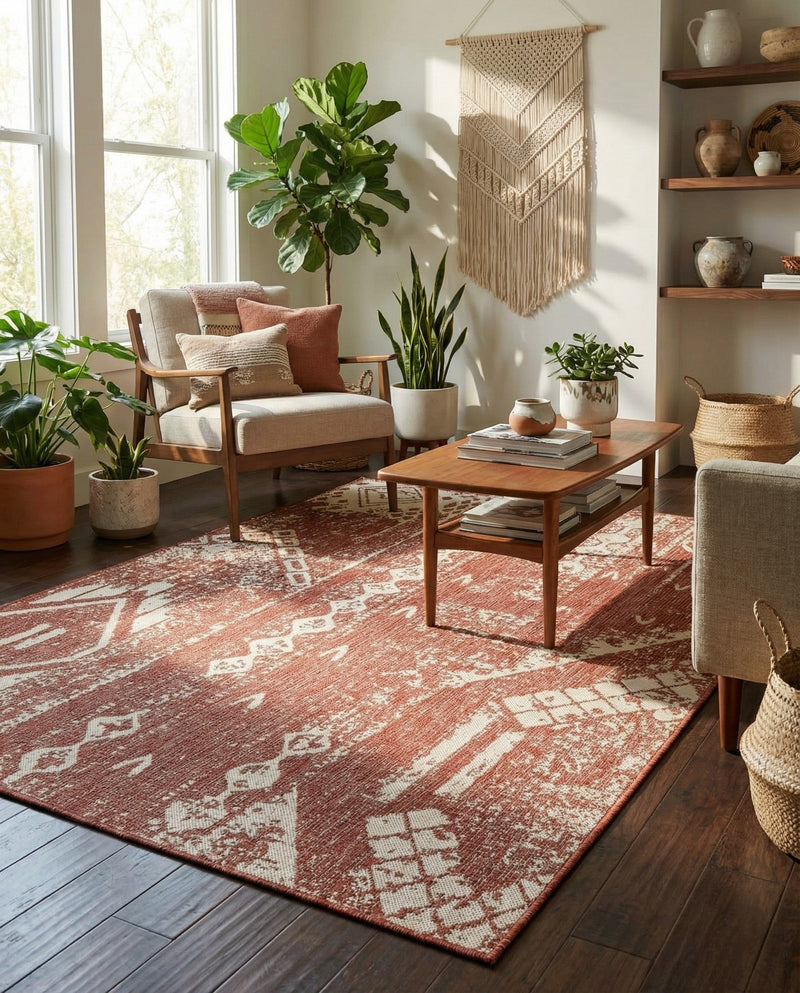 Desert Nomad Terrace Collection Area Rug - Sahara (Rust Red) Rectangle Rust Red  lifestyle 18