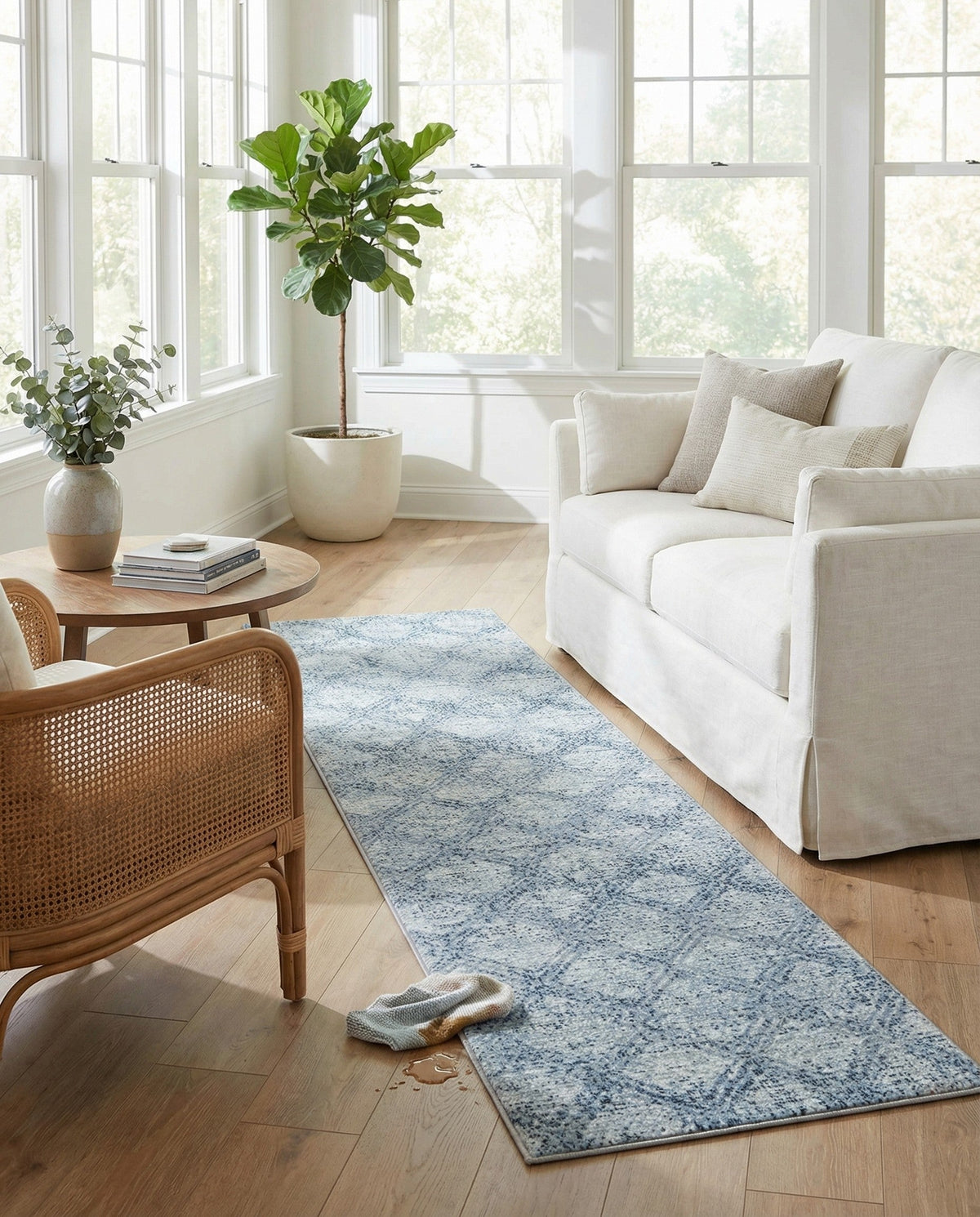 Aegean Elegance Washables Collection Area Rug -  Tinos Runner Blue  lifestyle 156