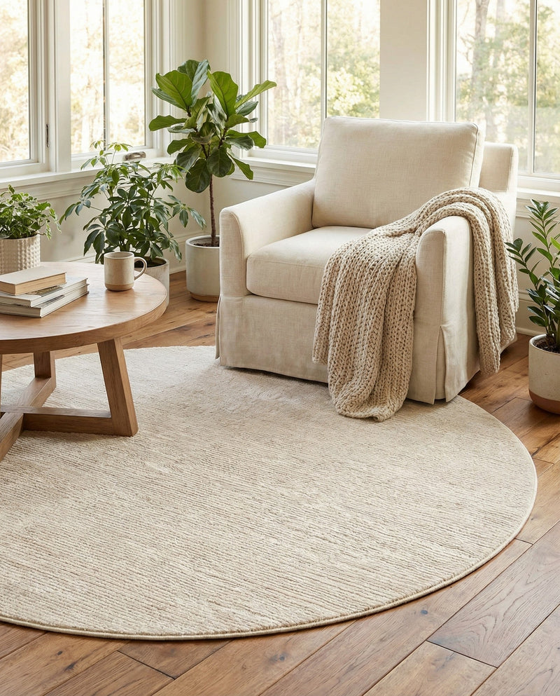 Bloomsbury Elegance Collection Area Rug -  Kensington (Ivory) Round Ivory  lifestyle 42