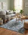 Geo Garden Lattice Collection Area Rug - Savannah Rectangle Harbor Blue  lifestyle 34
