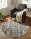 Cascade Range Collection Area Rug - Hood (Gray) Round Gray  lifestyle 60