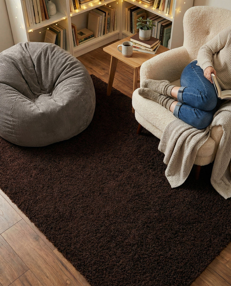 Plush Oasis Collection Area Rug - Serenity (Chocolate Brown) Rectangle Chocolate Brown  lifestyle 33