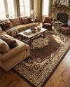 Tabriz Tapestry Collection Area Rug - Azerbaijan (Brown) Rectangle Brown  lifestyle 5