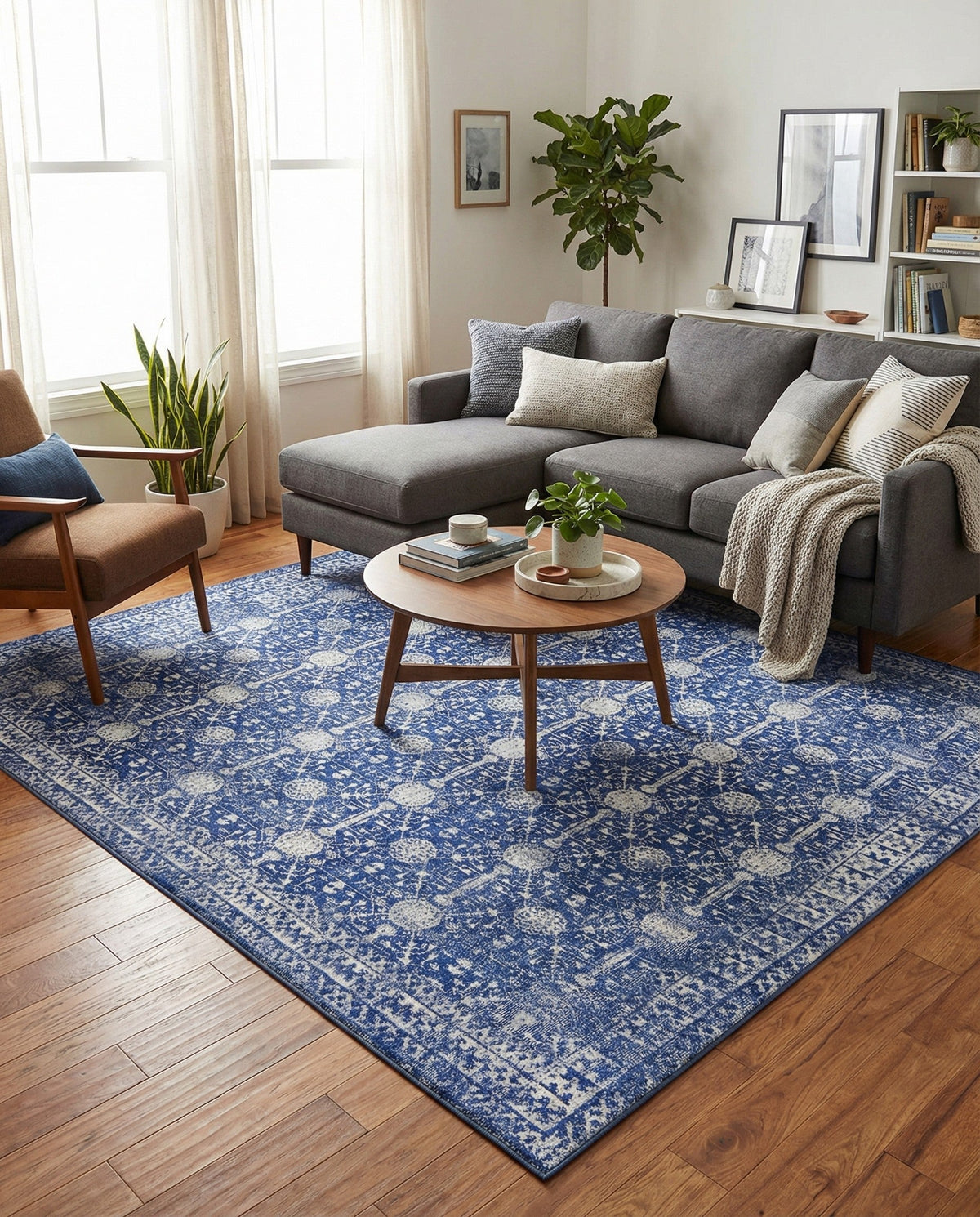 Heritage Elegance Collection Area Rug -  Chatsworth Square Navy Blue  lifestyle 113